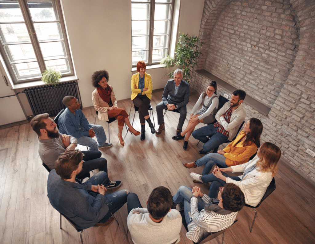 People participating in a focus group.